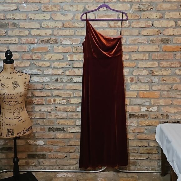 NWT After Six Auburn Moon One Shoulder maxi gown size 14 - Picture 4 of 15